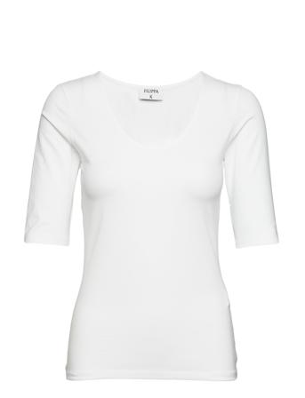 Cotton Stretch Scoop Neck Top T-shirts & Tops Short-sleeved Hvit Filippa K