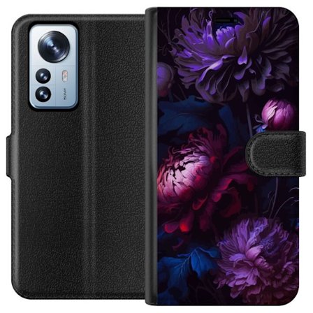Kompatibelt Plånboksfodral till Xiaomi Xiaomi 12 Pro Purple Flowers