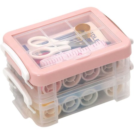 Sætsyæt, husholdningssyeskrin til reparation, bærbar stor trelags håndlavet syeopbevaringsboks, høj kvalitet.