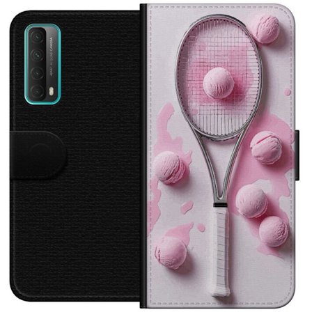 Kompatibel Tegnebogsetui til Huawei Huawei P smart 2021 Rosa glaskugler og tennisketsjer i et kreativt stillbillede med legende popfølelse og moderne