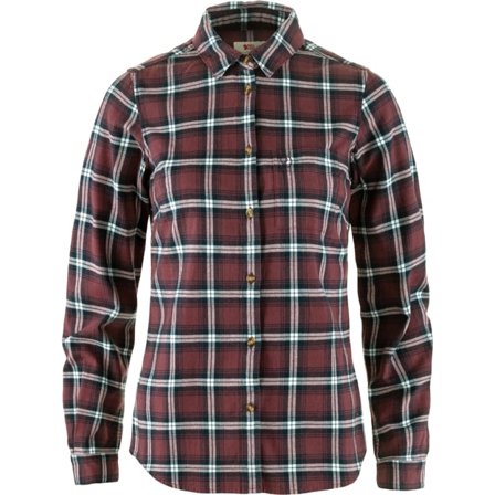 Fjällräven Women's Övik Flannel Shirt T-Shirt in Port/Breeze Blue | Size: 2XL, Organic Cotton