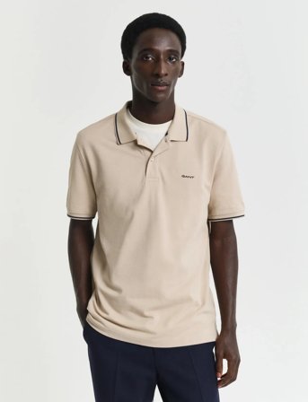 GANT Tipping Ss Pique Polo - Beige - L
