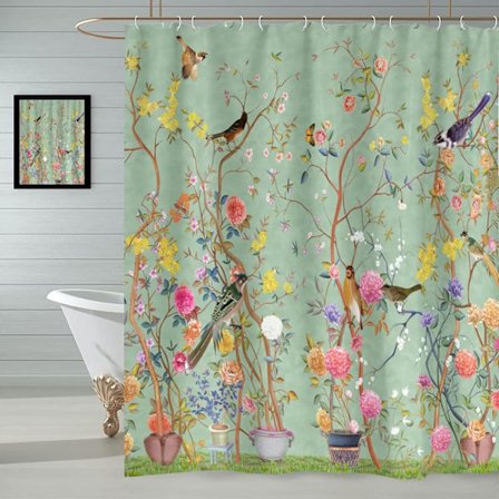 Dusjforheng, Butterfly Bird Flower Vanntett Baderom Gardiner