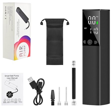 Elektrisk ballpumpe, bærbar, rask ballpumping med nøyaktig trykkmåler og digital LCD-skjerm for fotball, basketball, volleyball