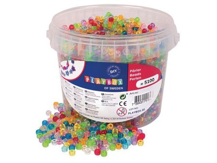 PLAYBOX Kongopärlor små transp 5000/fp - Lyreco - Skola och förskola - Hobbymaterial - Pärlor