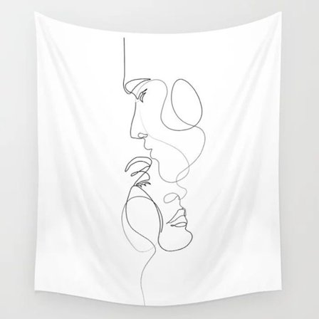 The Kissing Lover Tapisserie Väggbonad, Svart och Vit Matta