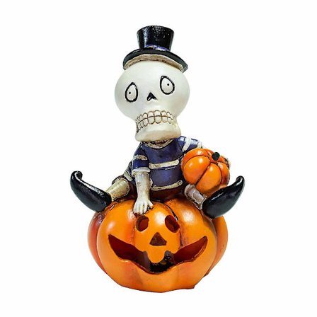 LED Skalle Pumpa Staty Halloween Dekoration Ljus Skalle Pumpa Design Staty Ljus Halloween Pumpa Lykta LED Nattlampa Pumpa Teeljus