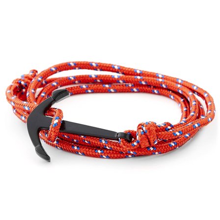 Pulsera de ancla roja y negra para hombres - Pulseras de ancla