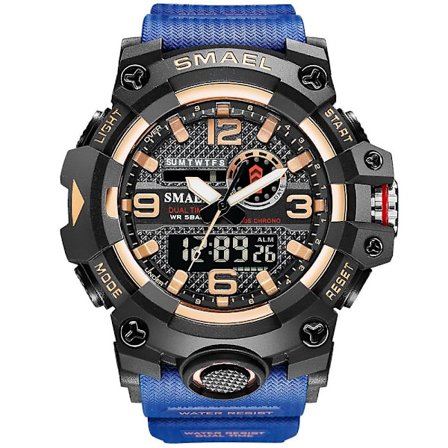 Smael Digital Herr Militär Klockor Dual Time Vattentät Lyx Topp Watch Herr Sport Led Quartz Analog Armbandsur Herr