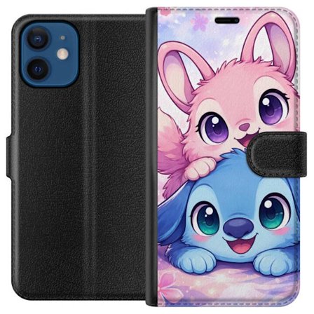 Kompatibel Tegnebogsetui til Apple Apple iPhone 12 Sød kawaii illustration med pink og blå fantasidyr, store øjne og bløde farver perfekt til bø