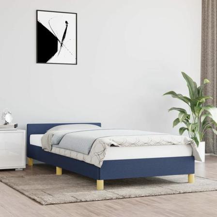 Vidaxl Sängram Med Huvudgavel Blå 100x200 Cm Tyg Blå