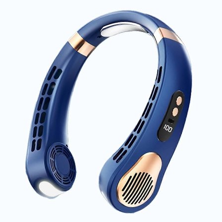 Bærbar Mini Hengende Nakkevifte Power Ventilador Bladeless Nakkebåndvifte Luftkjøler USB Oppladbare Elektriske Vifter Blå