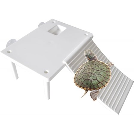 Skildpadde solbadningsplatform med sugekopper, skildpadde klatrerampe stige hvileterrasse akvarium til frø terrapin firben (hvid) 5,5*4,0*2,7 tommer