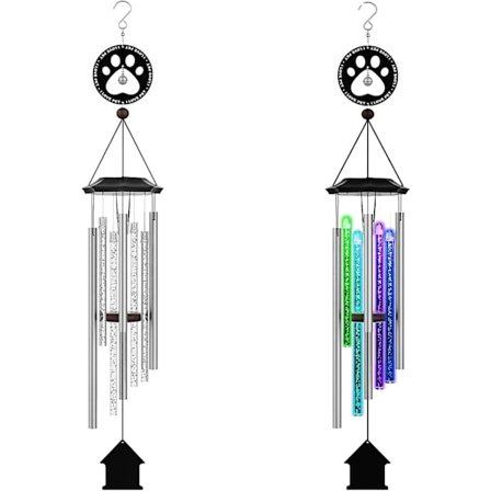 Kjæledyrminne Vindklokke Solcellelys For Utendørs Led Fargeskiftende Rgb Dekor Lys Kjæledyr Hund Katt Tap Minne Sympativindklokker Utendørs Salg