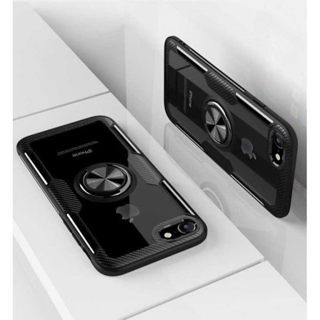 iPhone SE (2020 & 2022) Käytännöllinen iskunkestävä kotelo sormustelineellä V4