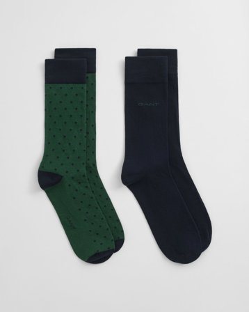 GANT Herren 2er-Pack Socken Einfarbig & Getupft (40-42) Grün