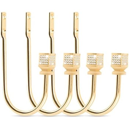 15,5 cm x 10 cm 2 Par Guld Krystal Gardinbånd til Dekorative Gardiner Tungt Metal Vægmonteret