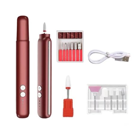 Rød elektrisk neglefil, profesjonell neglefil slipemaskin, bærbar