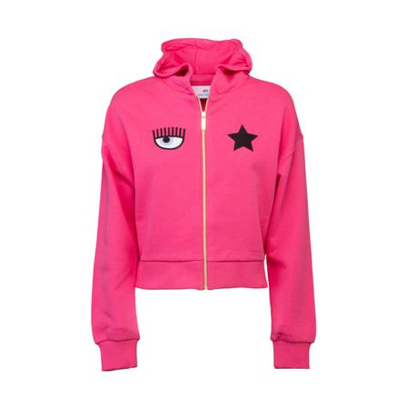 Chiara Ferragni Collection Eyestar zip Tröja rosa, Dam, Dam, Storlek: L