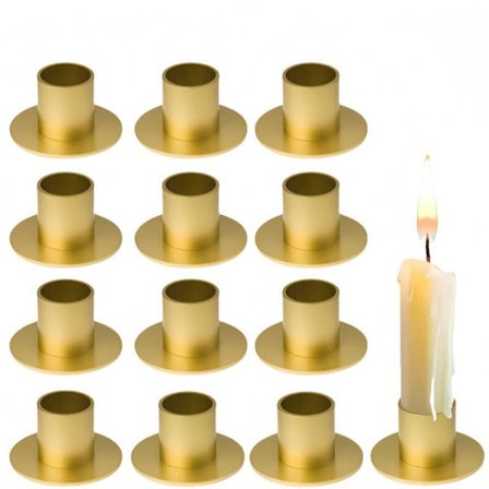 4/6/8/12/16-pack Matt Guld Ljusstake Metall Ljusstake för Bröllop Fest Jul Bord Sovrum_TF_TF