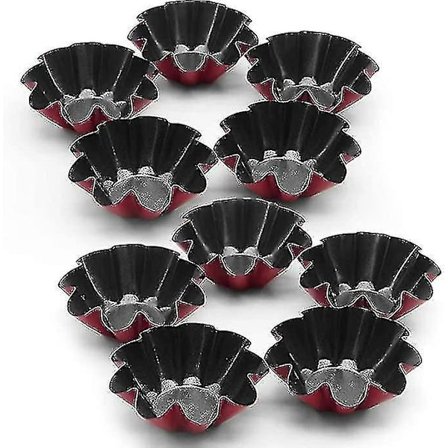 10 kappaleen piirakkavuoka, minikokoinen hiiliteräksinen kakku- ja muffinivuoka