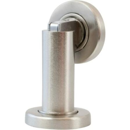 Magnetisk dørprop MS010 i rustfrit stål look Dørprop med gulv- og vægmonteringsmateriale, ø: 5 cm, h: 8,4