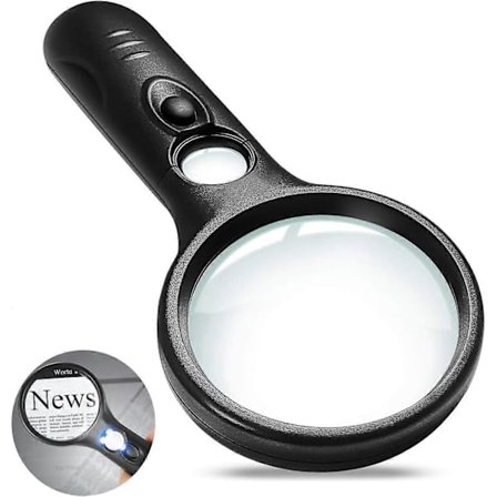 Magnifying Glass with Light 3X 45X High Magnification, Handheld & Lightweight, LED Illuminated Magnifier for Reading, Jewelers, Coins, Stamps