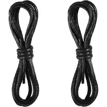 2 par snørebånd - Runde voksede snørebånd, Runde sorte snørebånd, Erstatningssnørebånd til alle formelle afslappede Oxford ankelstøvler, 1,8 m