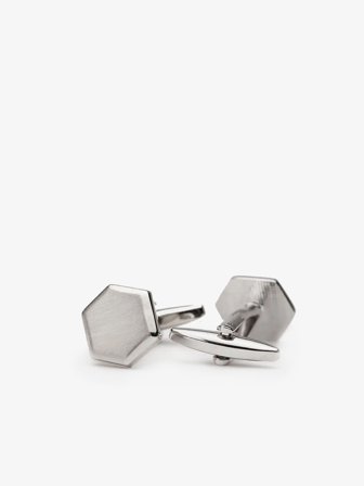 John Henric Men's Silver Cufflinks Octagon Size Onesize