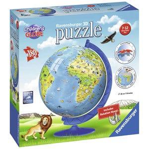 Ravensburger Puzzle, Children ́s World Globe, 180 pieces 8+ years - Puzzles - 8+ years - Blue