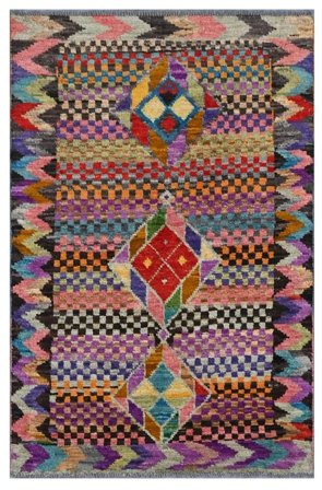 Moroccan Berber - Afghanistan Hand Knotted 89X140 Rug Dark Red/Black Afghanistan