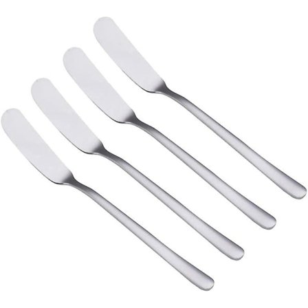 Smørknivsett i rustfritt stål, 4 stk, ostespredere bestikksett for dessert, frokost, sandwich, sølv