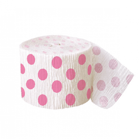 Crepebånd pink prikker 914 cm