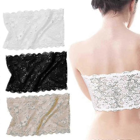 3 Stykker Blomstrete Blonde Tube Topp Bandeau Stroppeløse BH-er Sømløs Elastisk Bryst Wrap for Kvinner