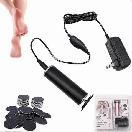 Oppladbar fotpleieenhet for fjerning av hard hud og pedikyrbruk med innebygd stabilitetsfunksjon