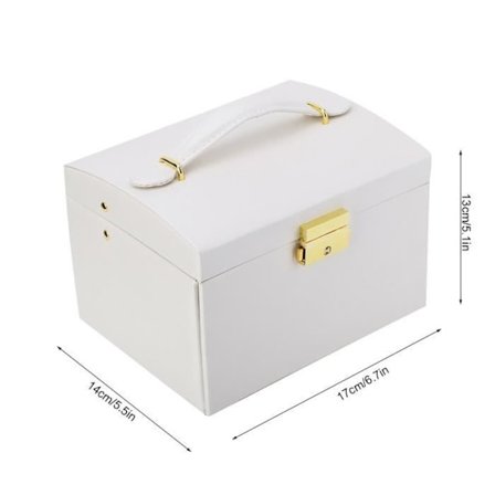 Vvikizy Smyckeskrin, 3-vånings Smyckeskrin i PU-läder med Vitt Skåp