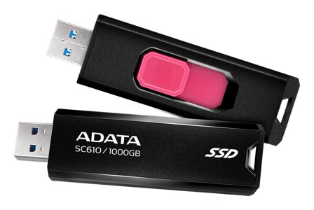 ADATA SC610 1TB Pocket Size External SSD, Retractable Design,