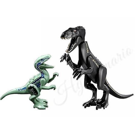 2 stk. Jurassic Dinosaur World Park Dinosaur Indoraptor Velociraptor Blue Byggekloss Brikker By Montering Leker For Barn