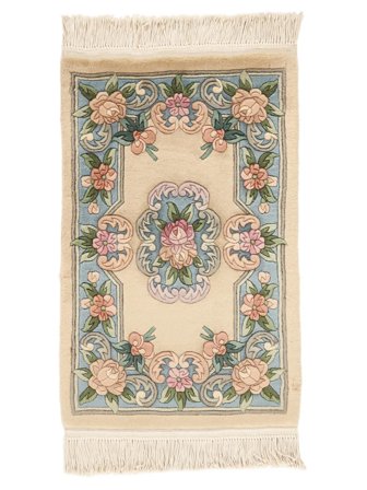 Noué À La Main Chinois 90 Line Tapis 60X90 De Laine Beige/Vert Foncé Petit