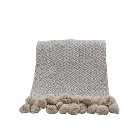 Dekorativt tæppe, 130x170 cm, bomuld og polyester, grå/beige