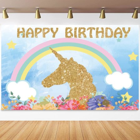 Regnbågsenhörning Grattis på födelsedagen Banner Unicorn Bakgrund för kvinnor och flickor Grattis på födelsedagen Fotografi Bakgrund Unicorn Fest 