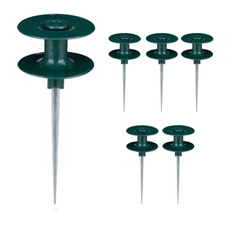 Haveslangeføringer med metaljordspyd, 6-pak