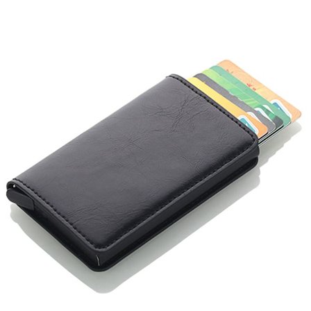 Kortholder i aluminium og PU-læder (RFID- og NFC-beskyttelse)