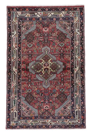 Noué À La Main Hamadan Tapis 103X157 De Laine Noir/Rouge Foncé Petit