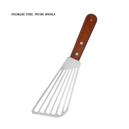 Handtag i rostfritt trä Stål Fiskspatel 11-tums spårvändare, för kök Vänd Stek Grillning