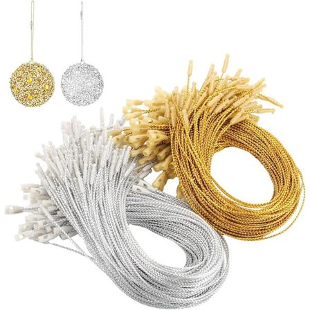 200 kpl Koristekoukkuja Joulukoristeiden Ripustimet Napsautettavat Lukitusnarut Ripustuslappunauhat Värikkäät Kiinnikkeet (Kulta, Hopea)