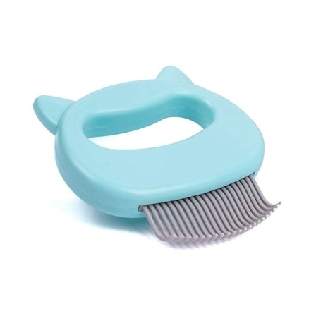 Pelsmassagekam til kæledyr, børste til fjernelse af underuld, lang- og korthårsbørste til katte, hunde, hvalpe, kaniner (Blå)