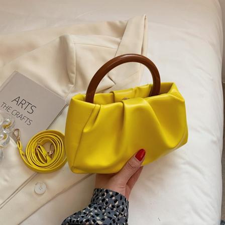 Trendy Mærke Kvinders Taske 2021 Ny Koreansk Stil Enkel Fyldt Håndtaske Sød Sød Style Skulder Crossbody Taske Lille Taske Lille Vej Yellow
