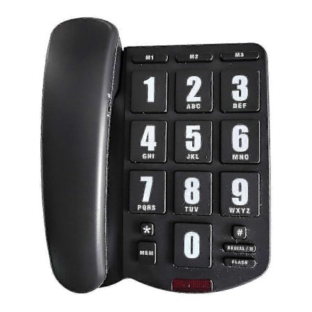 Fast Telefon med Hög Ringsignal för Seniorer och Hörselskadade Svart