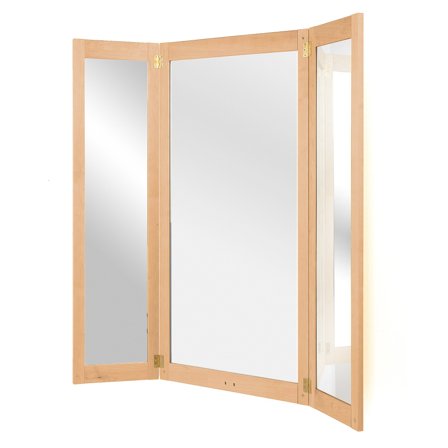 Full-length three-piece folding mirror, 670x1320 mm, birch